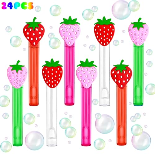 uoyoi Strawberry Party Favors24Pcs Strawberry Bubble Wands for KidsSweet Berry Bubble Wand for Birthday Party SuppliesPinata Baby Shower Goodie Bag Stuffers Gift - Image 1