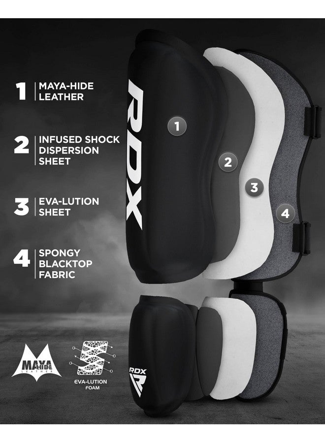 Rdx RDX Shin Guards Kickboxing Muay Thai, SATRA SMMAF Approved, Premium Maya Hide Leather, Leg Instep Protection Pads, MMA Martial Arts Kicking Sparring Training Gear, BJJ Karate Boxing Taekwondo, Black - Image 3