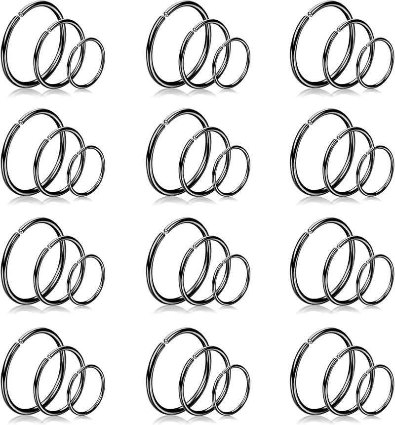 Drperfect 36Pcs 20G Nose Ring Hoop for Women Men 316L Stainless Steel Helix Tragus Lip Septum Ring Cartilage Earring Hoop Piercing Jewelry - Image 1