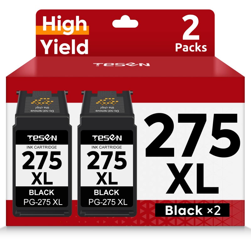 TESEN PG-275XL 275XL Black Ink Cartridges Remanufactured Replacement for Canon 275XL 275 PG-275 PG275 XL Black High Yield for PIXMA TR4720 TS3522 TS3500 TR4700 TR4722 TS3720 printer Ink Cartridge (2 Black) - Image 1