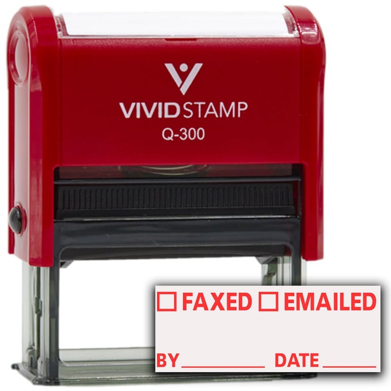 Vivid Stamp FAXED EMAILED by Date Self Inking Rubber Stamp Red Ink  Large