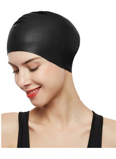 بيوينتي Silicone Swim Cap for Man Women , Swimming Cap Waterproof for Long Hair, Training Comfortable Non-Slip Long Hair  - Image 2