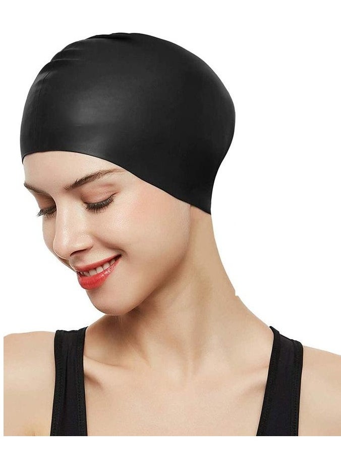 بيوينتي Silicone Swim Cap for Man Women , Swimming Cap Waterproof for Long Hair, Training Comfortable Non-Slip Long Hair  - Image 2