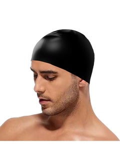 بيوينتي Silicone Swim Cap for Man Women , Swimming Cap Waterproof for Long Hair, Training Comfortable Non-Slip Long Hair  - Image 1
