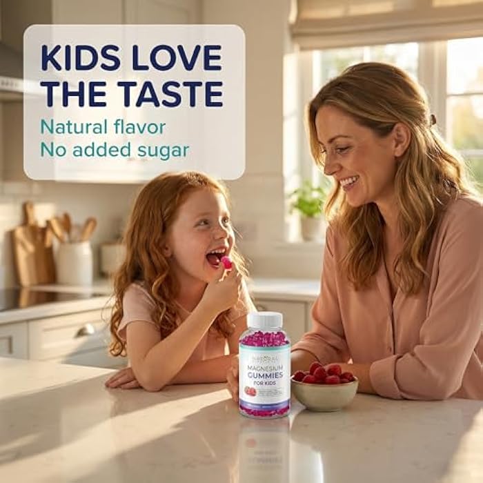 Natural BioScience Sugar Free Magnesium Gummies for Kids - Chewable Kids Magnesium Supplement, Calm & Sleep Support, Anti-Stress, Bone Health, Muscle Relaxation, Non-GMO Gluten-Free, Natural Great Taste 90 Vegan Gummies - Image 3