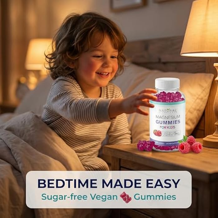 Natural BioScience Sugar Free Magnesium Gummies for Kids - Chewable Kids Magnesium Supplement, Calm & Sleep Support, Anti-Stress, Bone Health, Muscle Relaxation, Non-GMO Gluten-Free, Natural Great Taste 90 Vegan Gummies - Image 4