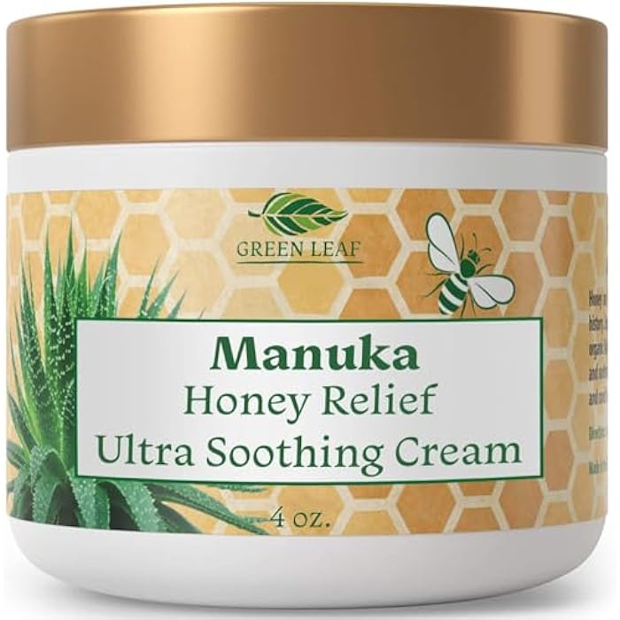Green Leaf Naturals - Manuka Honey Face Cream - 4oz -Aloe Vera - Jojoba Oil Infused - Body Cream - Gluten Free Moisturizer for Kids & Adults - Nourishing Skin Care - Image 1