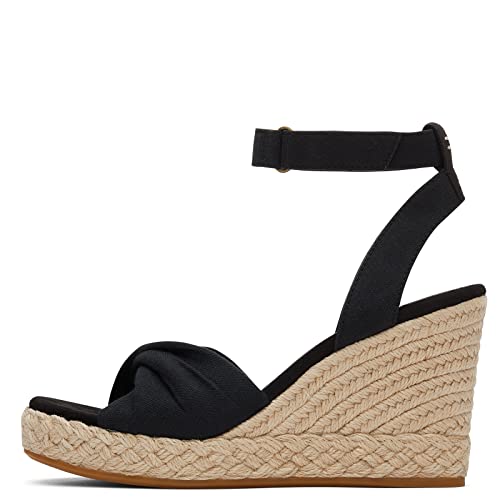 TOMS Women's Marisela Espadrille Wedge Sandal, Black Slubby Woven, 5 - Image 3