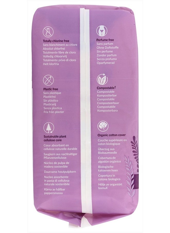Natracare Natural Traditional Style Night Time Maxi Pads, Individually Wrapped, Without Wings in Plant-Based Bag (1 Pack, 10 Pads Total)
