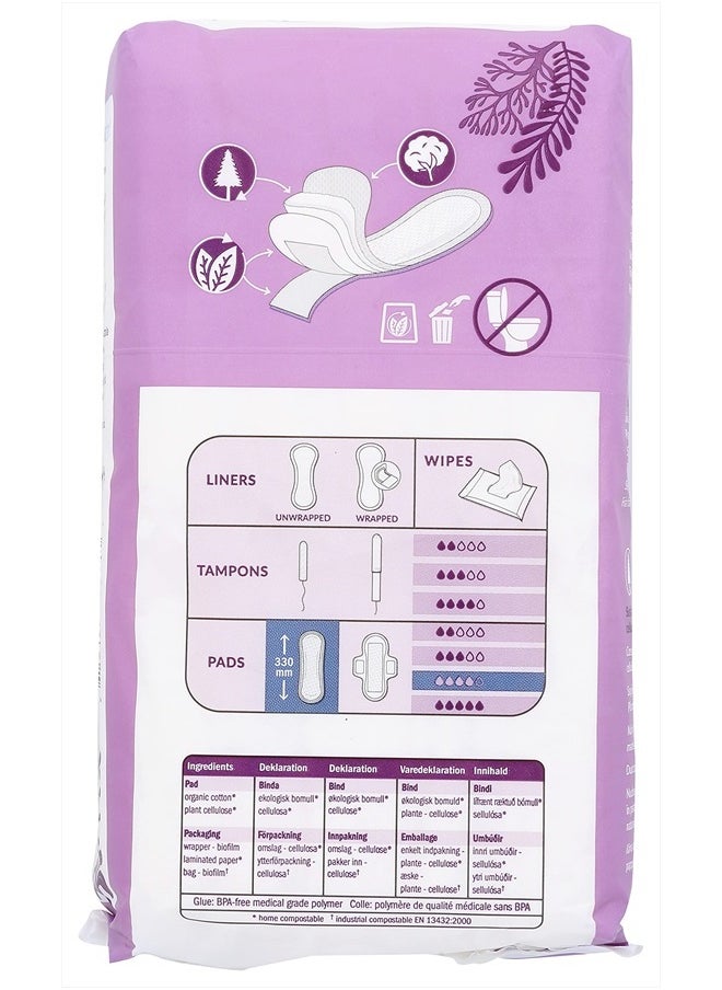 Natracare Natural Traditional Style Night Time Maxi Pads, Individually Wrapped, Without Wings in Plant-Based Bag (1 Pack, 10 Pads Total)