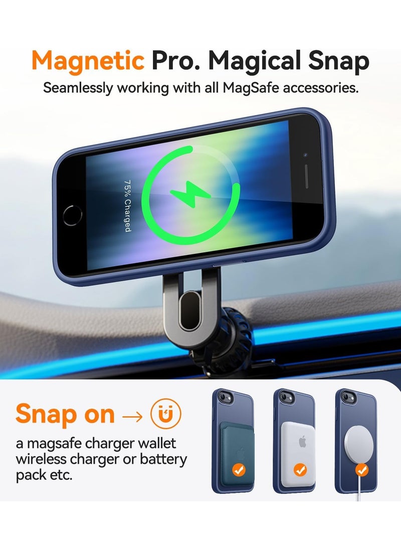 حافظة مغناطيسية لهاتف iPhone 7/8/Se 2020/Se 2022 متوافقة مع حافظة MagSafe ذات الحماية العسكرية ومضادة للصدمات وشفافة غير لامعة ومضادة للخدش وصدمات (أزرق)