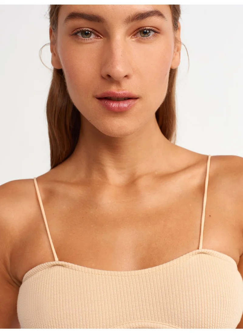 Dilvin 90394 Mini Dress with Side Window Detail-Beige