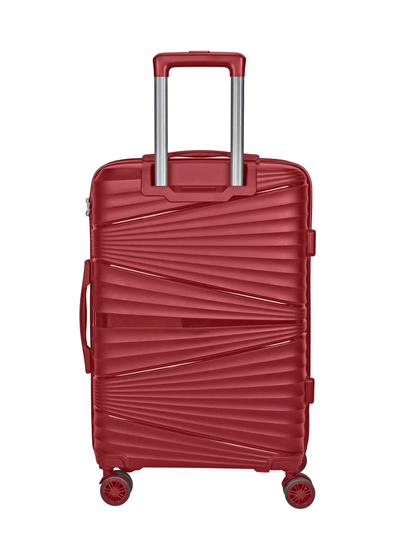 سيناتور Hard Case Medium Checked Luggage Trolley For Unisex Polypropylene Lightweight 4 Double Wheeled Suitcase With Built In TSA Type Lock Travel Bag KH1005 Wine Red