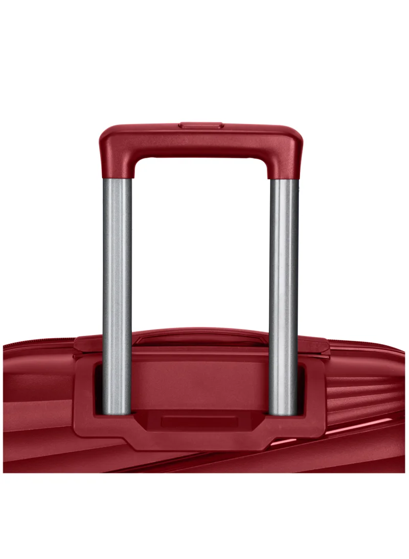 SENATOR Hard Case Medium Checked Luggage Trolley For Unisex Polypropylene Lightweight 4 Double Wheeled Suitcase With Built In TSA Type Lock Travel Bag KH1005 Wine Red