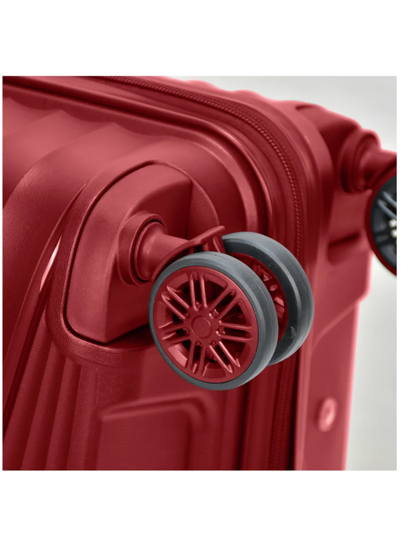 SENATOR Hard Case Medium Checked Luggage Trolley For Unisex Polypropylene Lightweight 4 Double Wheeled Suitcase With Built In TSA Type Lock Travel Bag KH1005 Wine Red