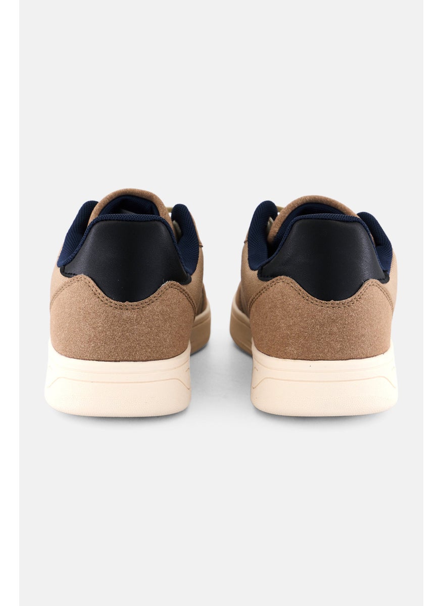 Algspar Men Brand Logo Lace Up Shoes, Tan  - Image 2