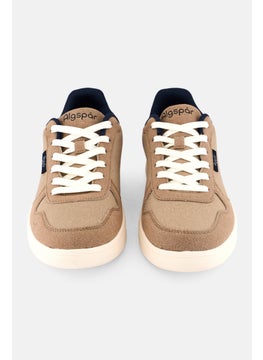 Algspar Men Brand Logo Lace Up Shoes, Tan  - Image 4