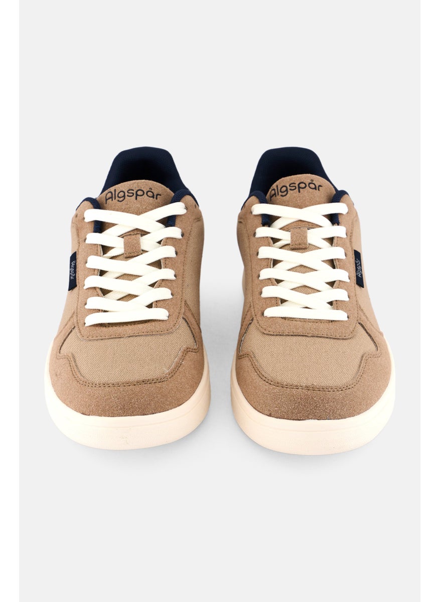 Algspar Men Brand Logo Lace Up Shoes, Tan  - Image 4