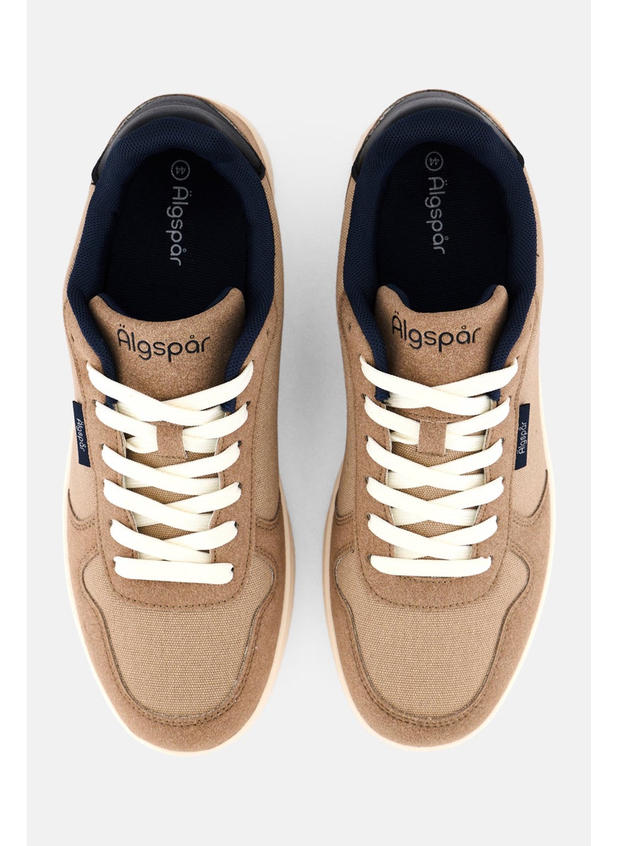 Algspar Men Brand Logo Lace Up Shoes, Tan  - Image 3