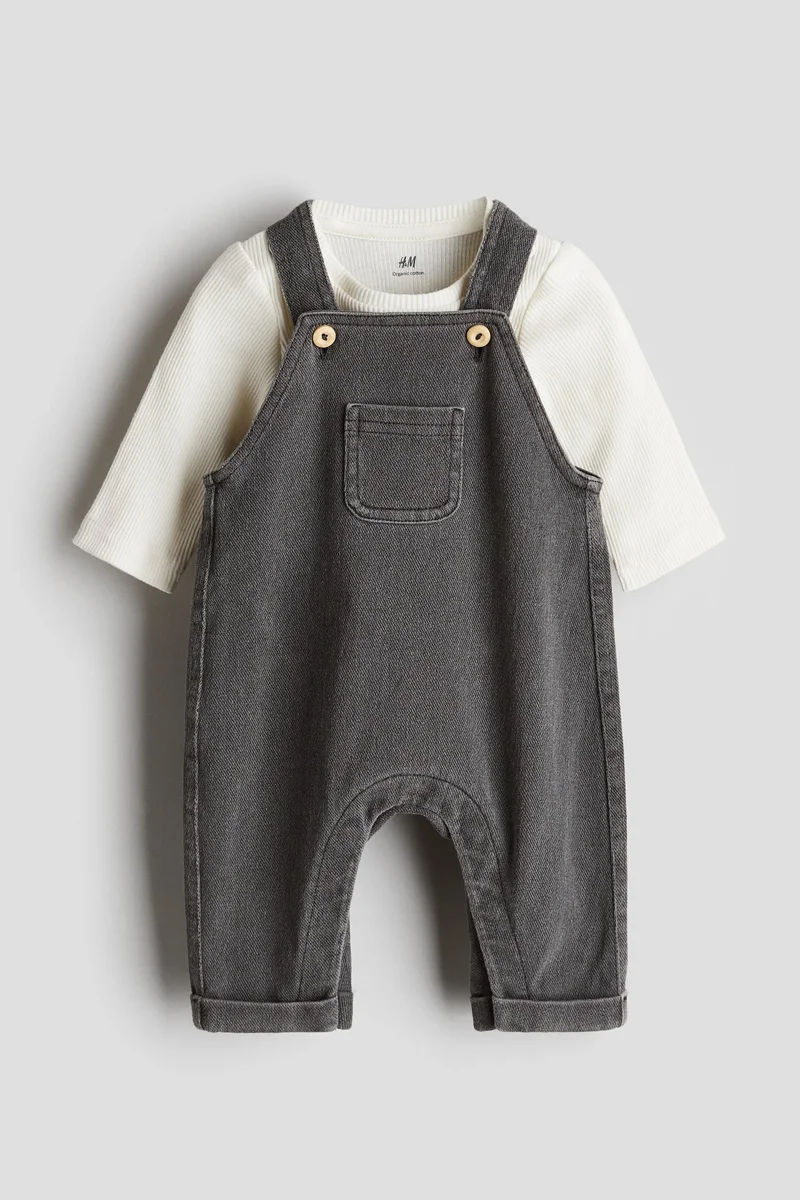 H&M 2-piece dungarees and bodysuit set