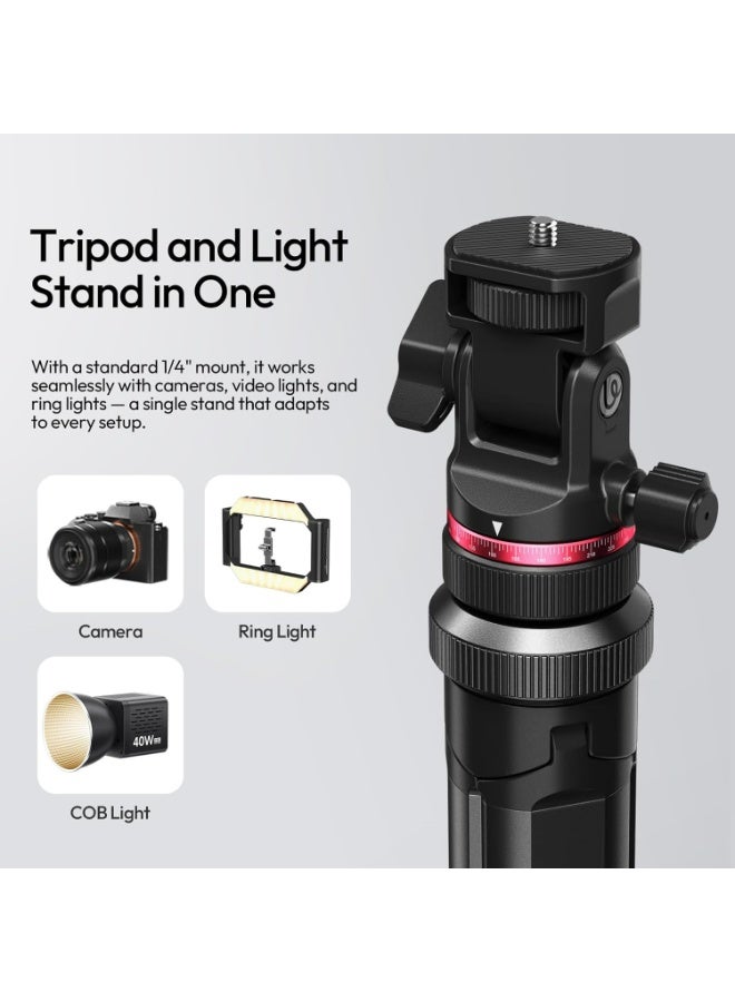 ULANZI MT-80 Aluminum Tripod Stand, 7FT Extendable Camera Phone Tripod for Travel, Auto Pop-Up, 1/4" Screw, 360 Ball Head Portable Photo Video Light Stand for DSLR Camera, Ring Light, Video Rig - Image 5