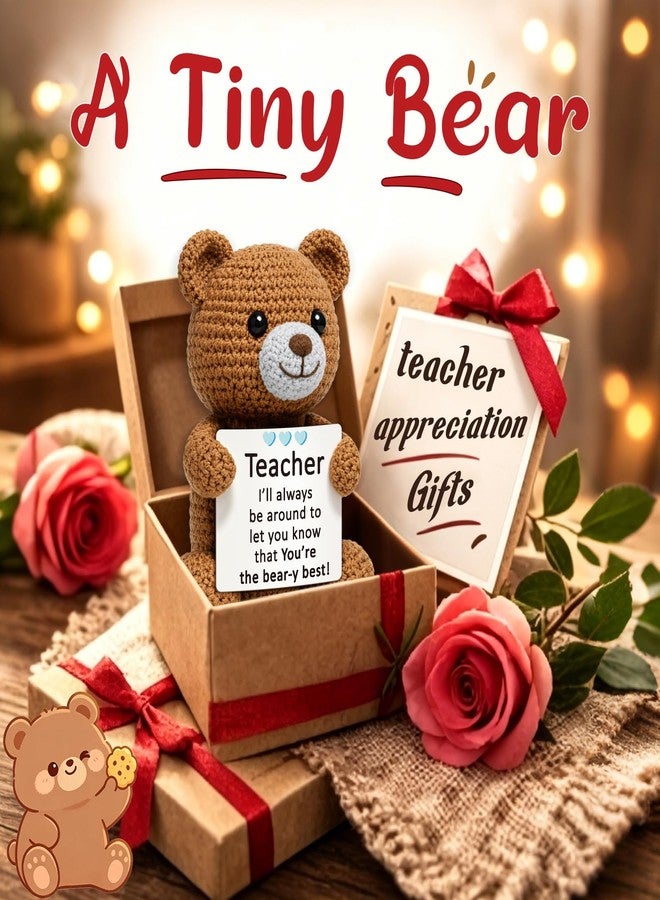 WELLBANEE Teacher Appreciation Gifts, Crochet Bear for Women,Thank You Gift for Teacher from Students Parents, Appreciation Present End of Year Back to School - Image 5