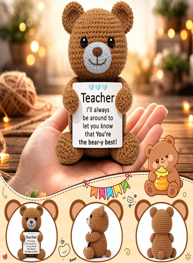 WELLBANEE Teacher Appreciation Gifts, Crochet Bear for Women,Thank You Gift for Teacher from Students Parents, Appreciation Present End of Year Back to School - Image 2