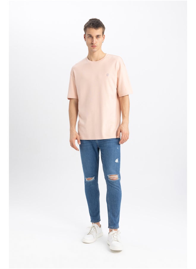 DeFacto - Man Comfort Fit Crew Neck Short Sleeve Knitted T-Shirt - Image 1
