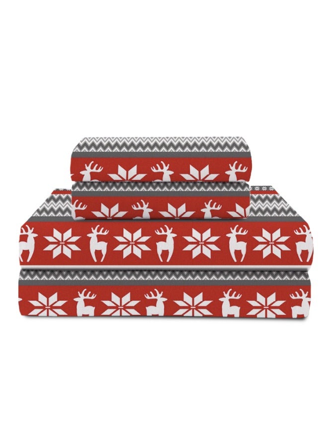 Lavish Touch Thread Count - 100% Cotton Double Brushed Flannel Sheet Set - 170 GSM Heavyweight, Deep Pockets, Pre-Shrunk & Anti-Pill, All Around Elastic – Twin - Deer Red - Image 1
