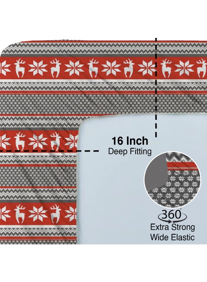 Lavish Touch Thread Count - 100% Cotton Double Brushed Flannel Sheet Set - 170 GSM Heavyweight, Deep Pockets, Pre-Shrunk & Anti-Pill, All Around Elastic – Twin - Deer Red - Image 3