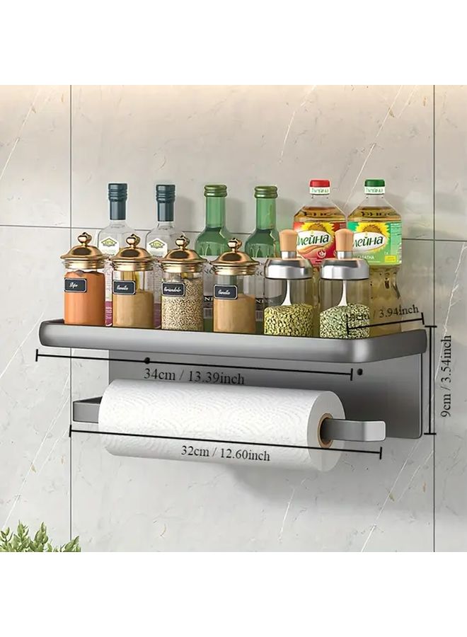 Black Wall Mounted Kitchen Organizer Rack With Multiple Compartments For Spices Utensils And Paper Towels Durable Iron Storage Solution For Modern Kitchens - Image 3