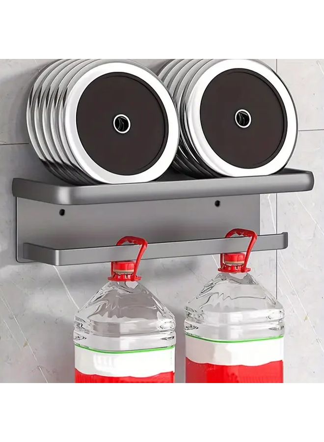 Black Wall Mounted Kitchen Organizer Rack With Multiple Compartments For Spices Utensils And Paper Towels Durable Iron Storage Solution For Modern Kitchens - Image 5