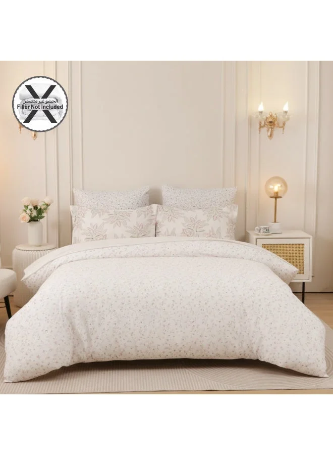 Donetella Printed Duvet Set, Queen Size Fits 180x200 cm - 4-Pcs Bed Set, Brushed Microfiber Fabric - 1 Duvet Cover, 1 Fitted Sheet, 1 Pillow Shams, 1 Pillowcases (Filler Not Included)