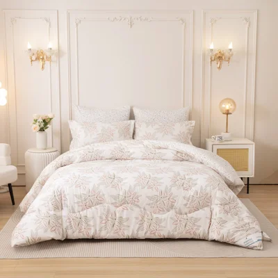 Donetella Printed Duvet Set, Queen Size Fits 180x200 cm - 4-Pcs Bed Set, Brushed Microfiber Fabric - 1 Duvet Cover, 1 Fitted Sheet, 1 Pillow Shams, 1 Pillowcases (Filler Not Included)
