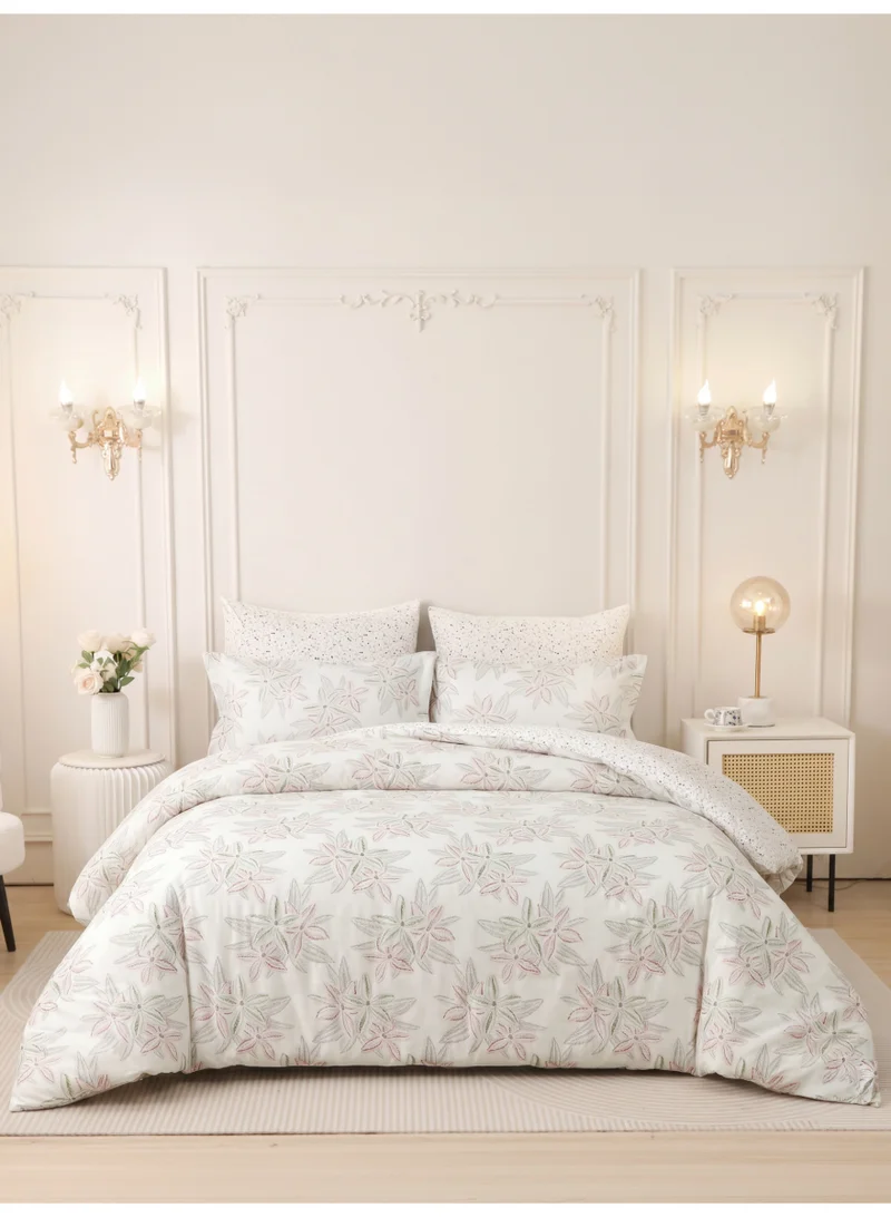 Printed Duvet Set, Queen Size Fits 180x200 cm - 4-Pcs Bed Set, Brushed Microfiber Fabric - 1 Duvet Cover, 1 Fitted Sheet, 1 Pillow Shams, 1 Pillowcases (Filler Not Included)