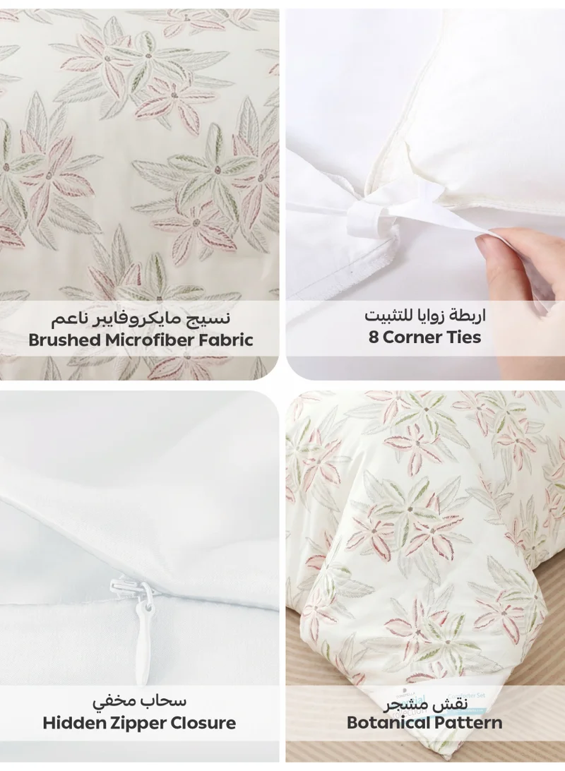 Donetella QUEEN (180x200 cm) Printed Duvet Set, Queen Size Fits 180x200 cm - 4-Pcs Bed Set, Brushed Microfiber Fabric - 1 Duvet Cover, 1 Fitted Sheet, 1 Pillow Shams, 1 Pillowcases (Filler Not Included)  | Best Price UAE