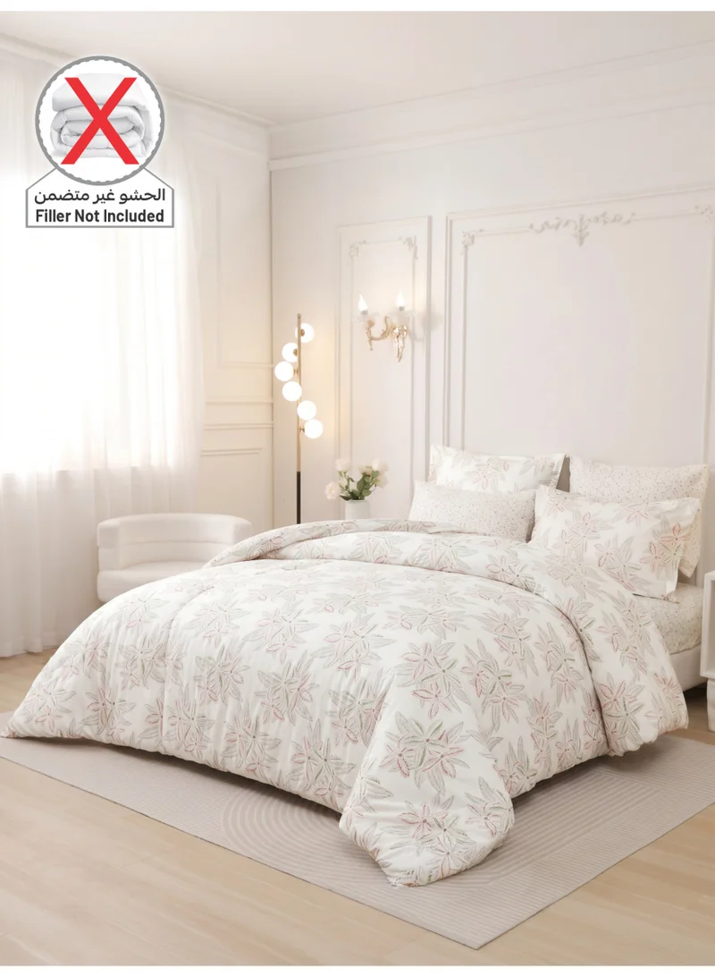 Donetella QUEEN (180x200 cm) Printed Duvet Set, Queen Size Fits 180x200 cm - 4-Pcs Bed Set, Brushed Microfiber Fabric - 1 Duvet Cover, 1 Fitted Sheet, 1 Pillow Shams, 1 Pillowcases (Filler Not Included)  | Best Price UAE