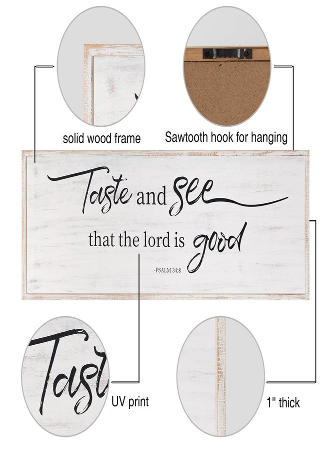 Easozoom Taste And See That The Lord Is Good Bible Verses Framed Wall Sign For Family Living Room Kitchen Farmhouse Dining Room Vintage Boho Wall Art Decoration For Living Room Bedroom, 40 X 15 Inch White - Image 2