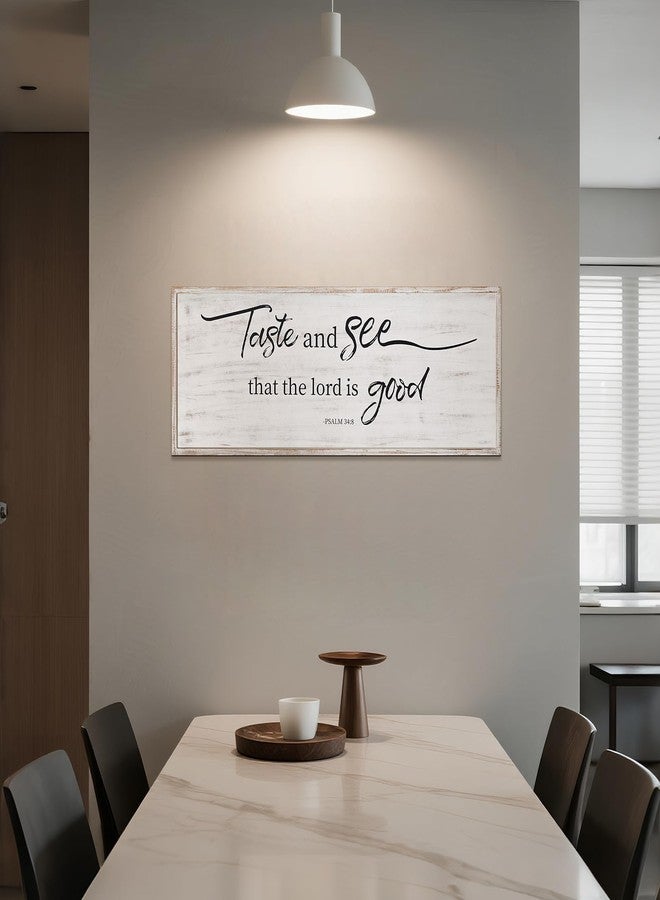 Easozoom Taste And See That The Lord Is Good Bible Verses Framed Wall Sign For Family Living Room Kitchen Farmhouse Dining Room Vintage Boho Wall Art Decoration For Living Room Bedroom, 40 X 15 Inch White - Image 4