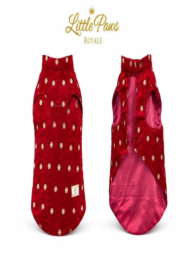 LittlePaws Royale Velvet Dog Kurta | Premium Festive Ethnic Wear for Dogs | Soft Satin Inner Lining | Wedding, Diwali & Special Occasion Pet Outfit | Luxury Designer Pet Clothing (L) - Image 2