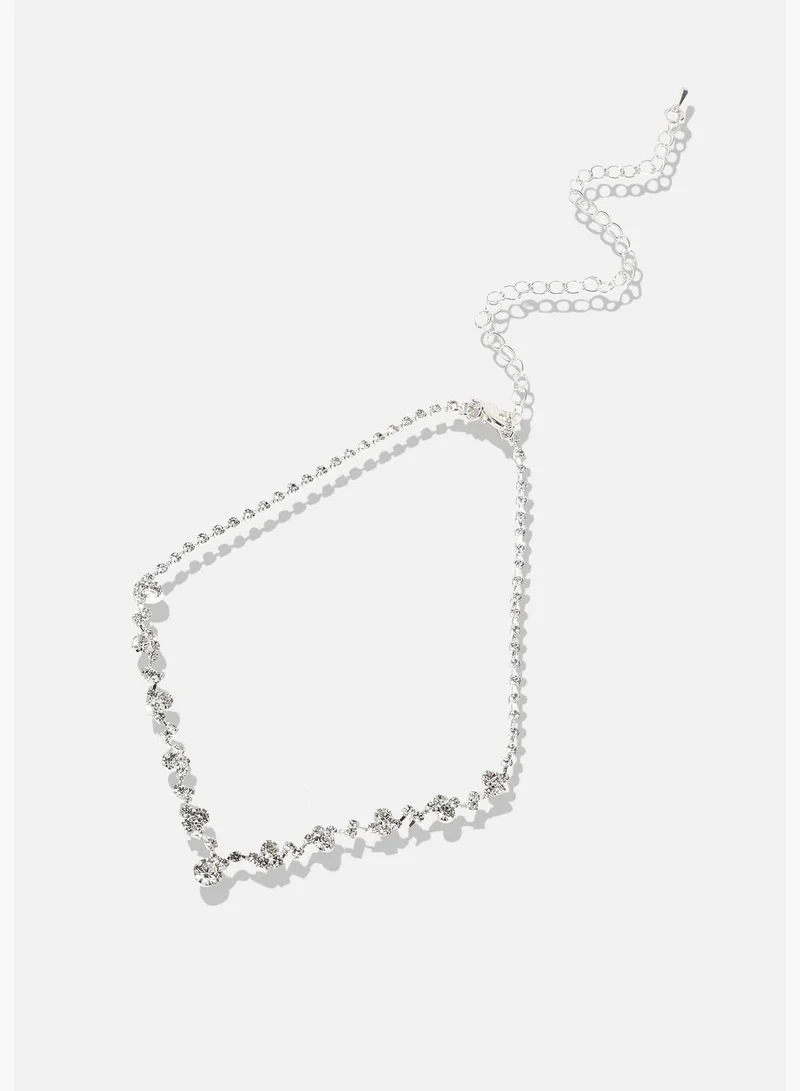 SOHI Silver Plated Designer Stone Party Wear Necklace and Earring Set For Women