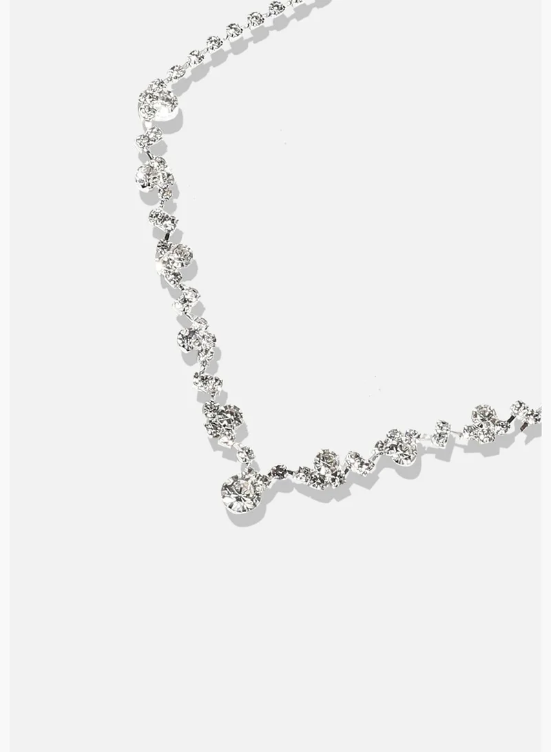 SOHI Silver Plated Designer Stone Party Wear Necklace and Earring Set For Women
