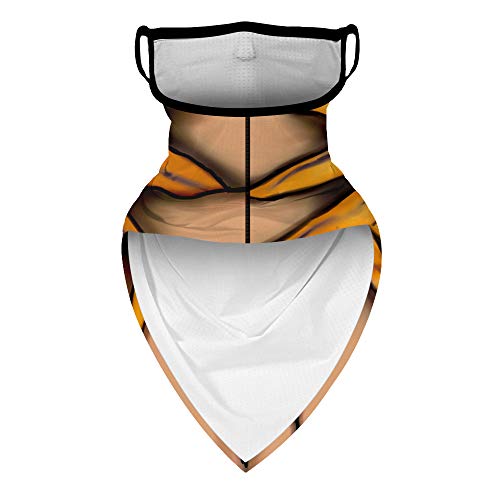 YAYOUREL Halloween Scary Mask Halloween Masks for Adults Skull Pumpkin Skeleton Neck Gaiter Face Mask Covering Ear Loop Hole Triangle Bandanas for Men Women UV Face Scarf Mask Cover Black Yellow - Image 5