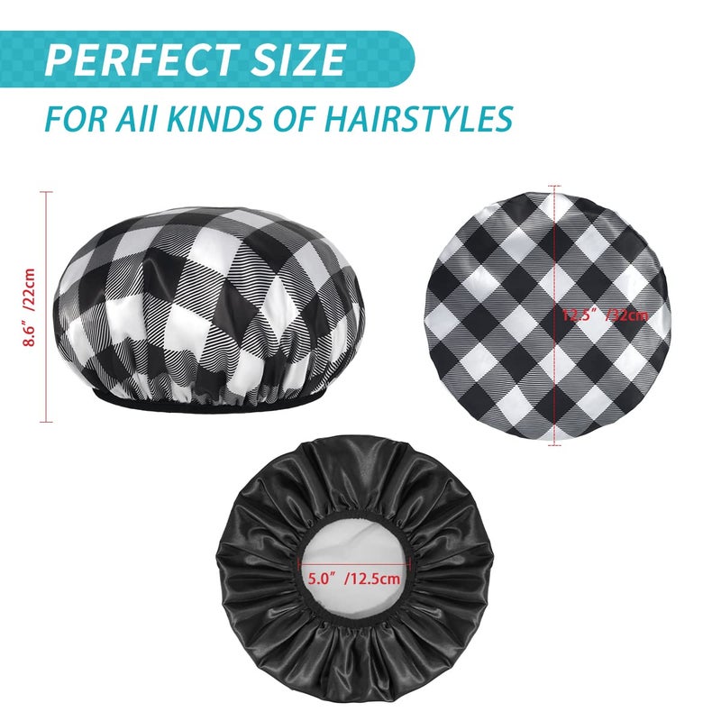 Aquior Shower Cap,4-Pack Large Shower Caps for Women Long Hair, Premium Soft Silky Satin Reusable Hair Cap For All Hair Lengths And Big Hairstyles - Image 3