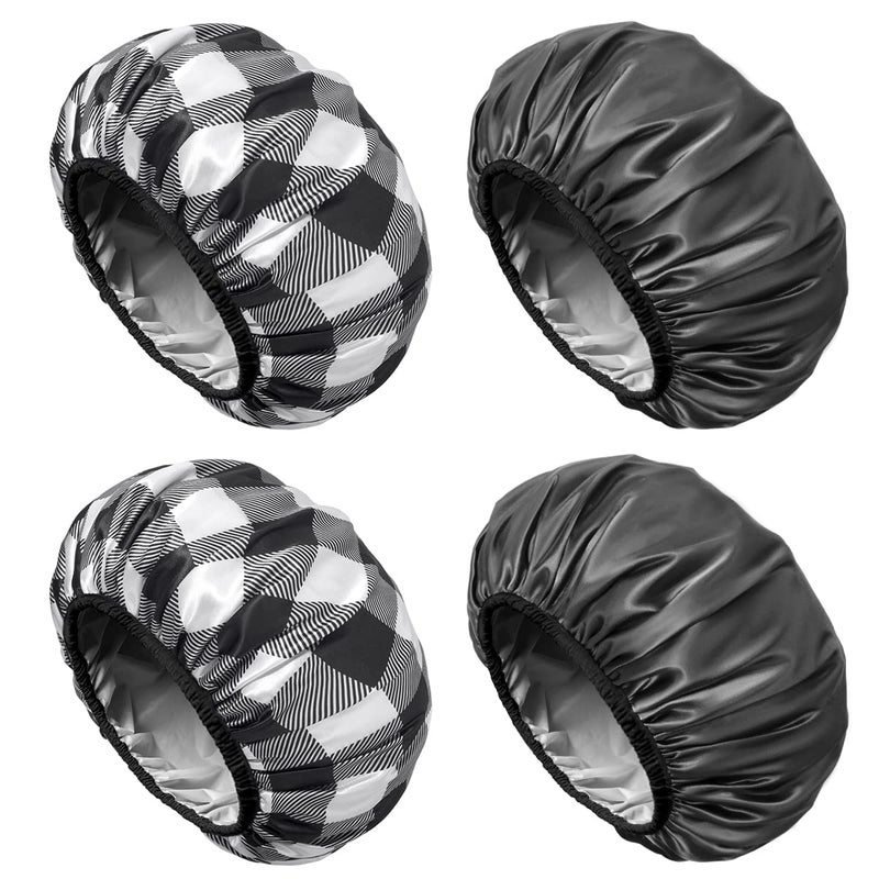 Aquior Shower Cap,4-Pack Large Shower Caps for Women Long Hair, Premium Soft Silky Satin Reusable Hair Cap For All Hair Lengths And Big Hairstyles - Image 1