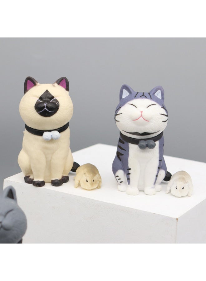 Anime Cartoon Simulation Siam Small Cat Hand Micro Landscape Doll Cake Baking Decoration Decoration Model-Color:8 Slip-on Cat (bag)  - Image 4