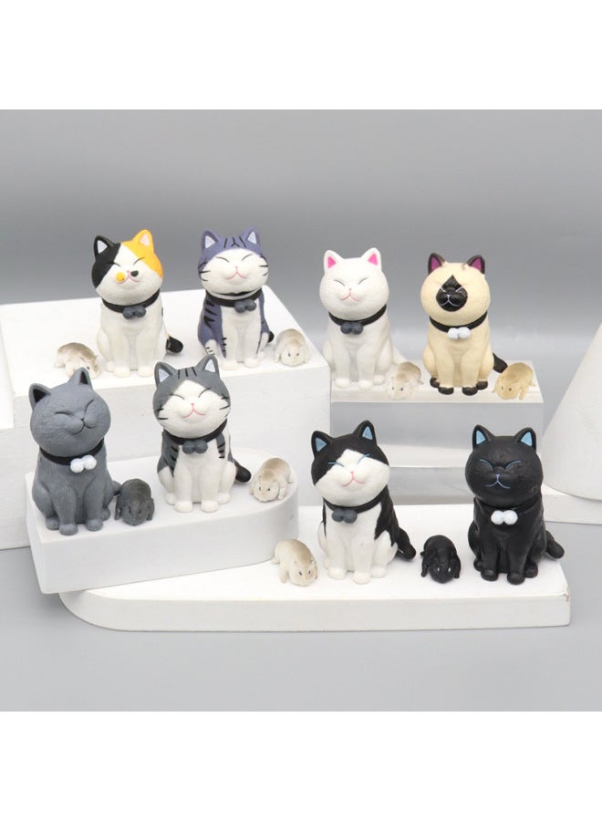 Anime Cartoon Simulation Siam Small Cat Hand Micro Landscape Doll Cake Baking Decoration Decoration Model-Color:8 Slip-on Cat (bag)  - Image 2