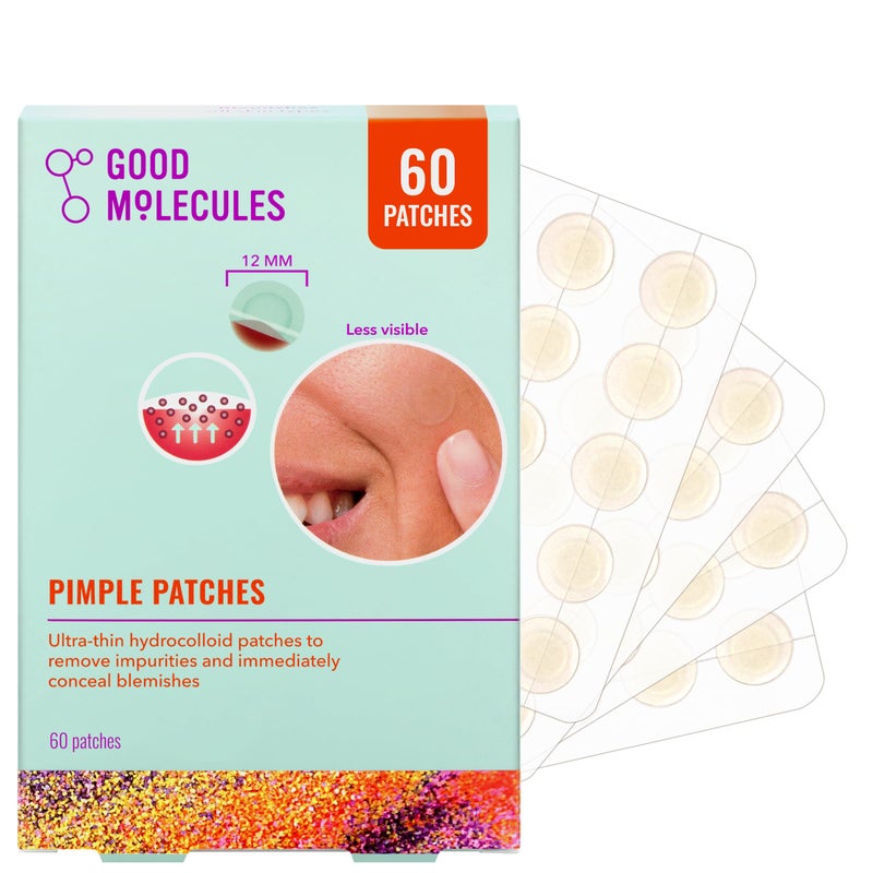 Good Molecules Pimple Patches 60 Pack - Ultra-Thin Hydrocolloid Acne Patches To Conceal Breakouts, Blackheads, and Blemishes - Acne Spot Treatment, Skin Care For Face - Image 1