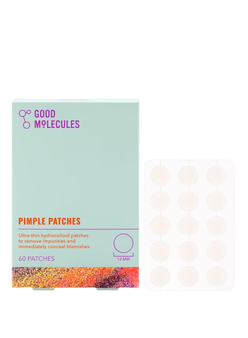 Good Molecules Good Molecules Pimple Patches (60 Patches) - Ultra-Thin Hydrocolloid Patches To Conceal Whiteheads, Blackheads And Blemishes, Target Ance and Impurities - Skin Care For Face With Cellulose And Pectin  - Image 1