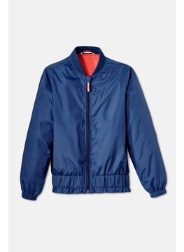 Tchibo Kids Girl V-neckline Full Zip Bomber Jacket, Blue  - Image 2